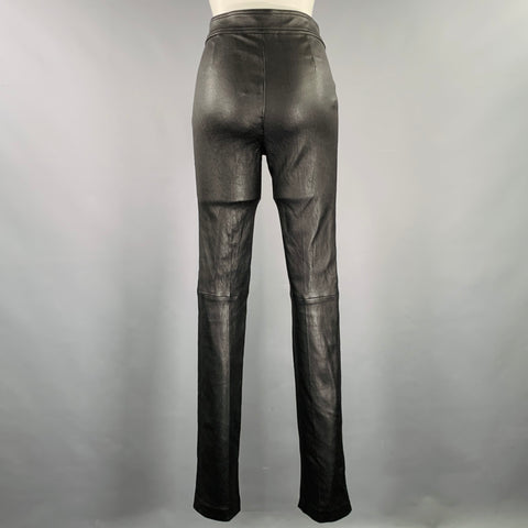 HELMUT LANG Size 6 Black Leather Lambskin Straight Casual Pants
