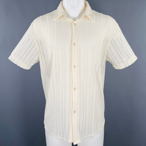 RE:ROOM Size M Cream Crochet Short Sleeve Shirt