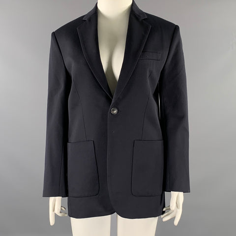 NILI LOTAN Size L Navy Wool Notch Lapel Jacket