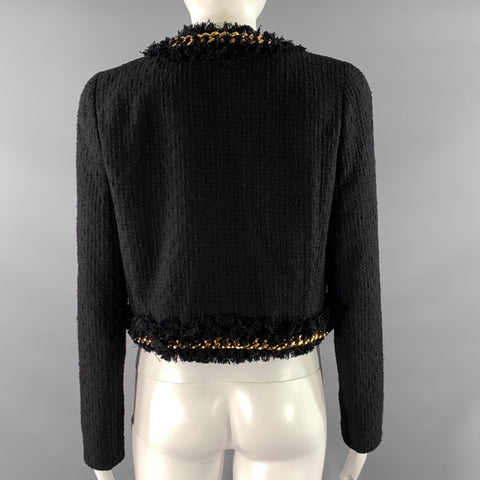 VERSACE Size 6 Black Gold Cotton Chain Jacket