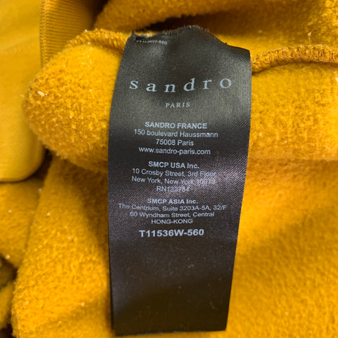 SANDRO Taille S Jaune Noir Blanc Graphique Coton Col Rond Sweat-shirt