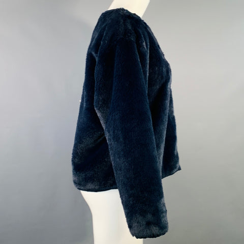 XIRENA Size S Jensen Navy Faux Fur Hook Eye Jacket