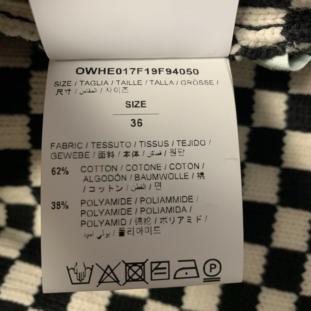OFF-WHITE Size S Black White Knit Checkered Pull On Sweater