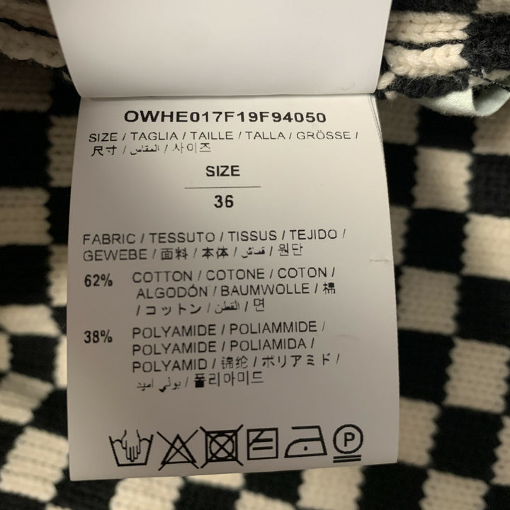 OFF-WHITE Size S Black White Knit Checkered Pull On Sweater