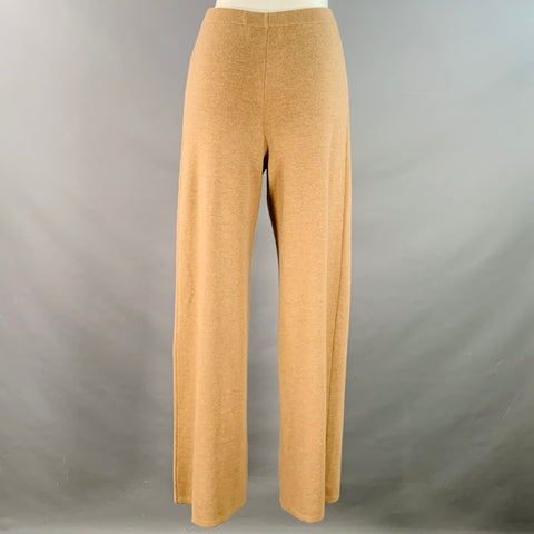 LA MAILLE SEZANE Size S Beige Merino Wool Knit Pleated Wide Leg Casual Pants