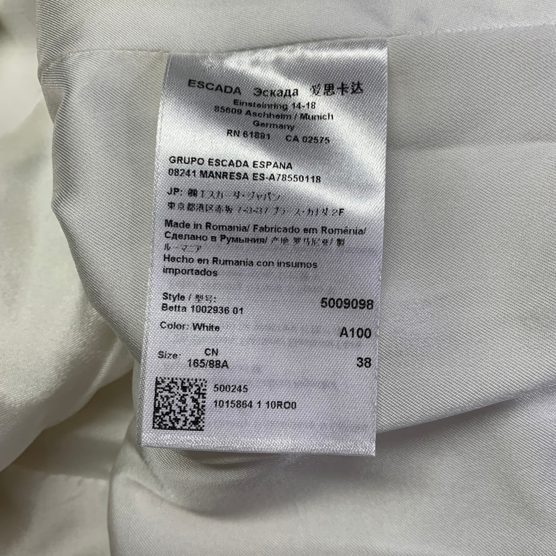 ESCADA Size S White Cotton Blend Textured Peak Lapel Jacket Blazer