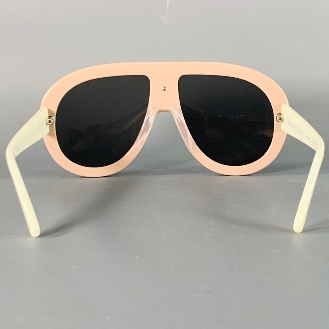 STELLA McCARTNEY Pink White Acetate Oversized Aviator Sunglasses