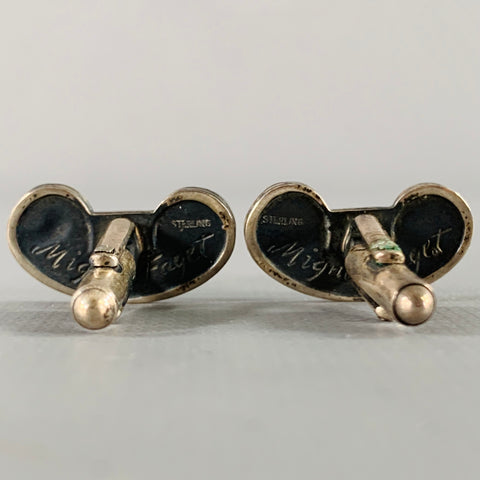 MIGNON FAGET Silver Black Greca Sterling Silver Cuff Links
