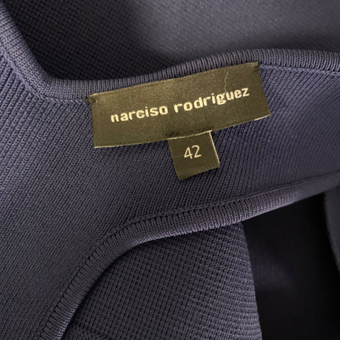 NARCISO RODRIGUEZ Size 6 Navy Viscose Blend 127512 V Neck Midi Dress