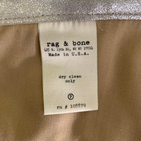 RAG & BONE Size 29 Black Silver Leather Metallic Lambskin Casual Pants