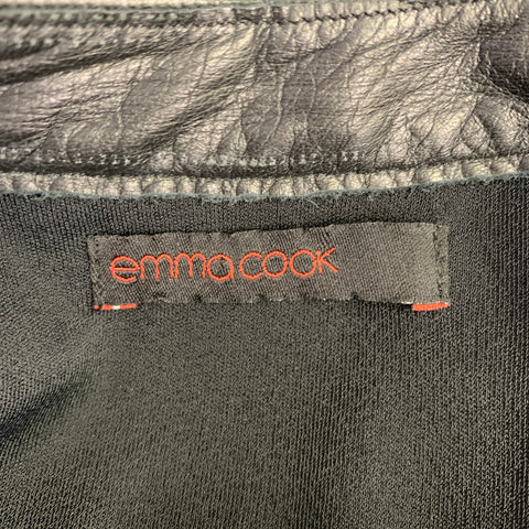 EMMA COOK Size 8 Black Leather Viscose Blend Long Sleeve Dress Top