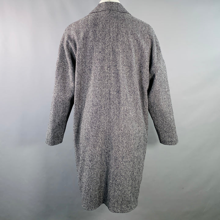 ALEX MILL Size M Grey Navy Herringbone Wool Blend Hidden Buttons Coat