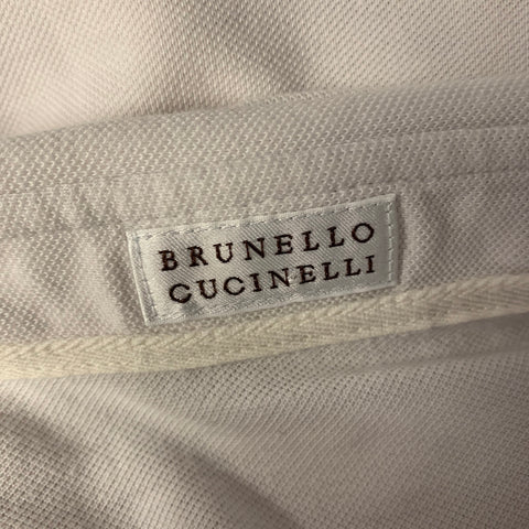 BRUNELLO CUCINELLI Size XL White Cotton Polo