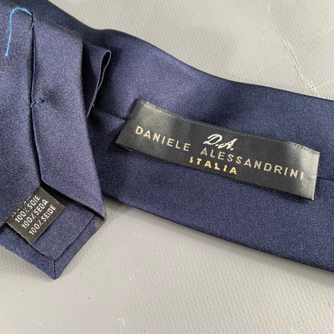 DANIELE ALESSANDRINI Navy Satin Silk Tie