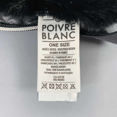 POIVRE BLANC Bubbly Black Faux Rabbit Fur Polyester Belt Bag