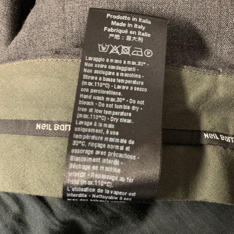 NEIL BARRETT Size 36 Grey Heather Stripe Polyester &  Wool Flat Front Dress Pants