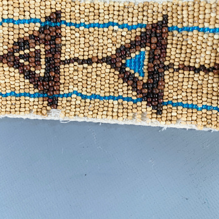 RALPH LAUREN Size M Beige Turquoise Brown Leather Beaded Belt