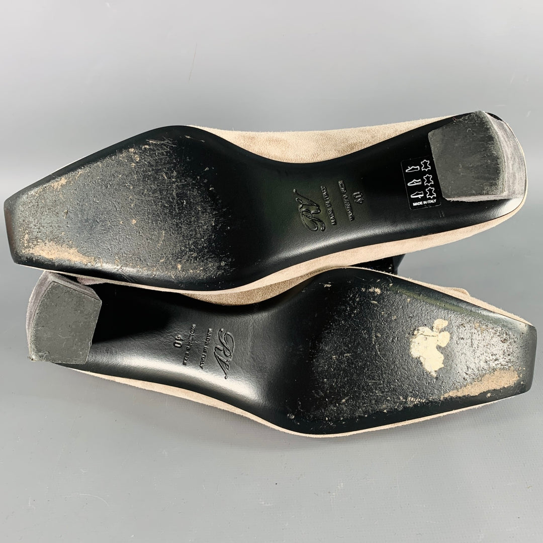 ROGER VIVIER Size 10 Grey Taupe Suede Kitten Heel Pumps