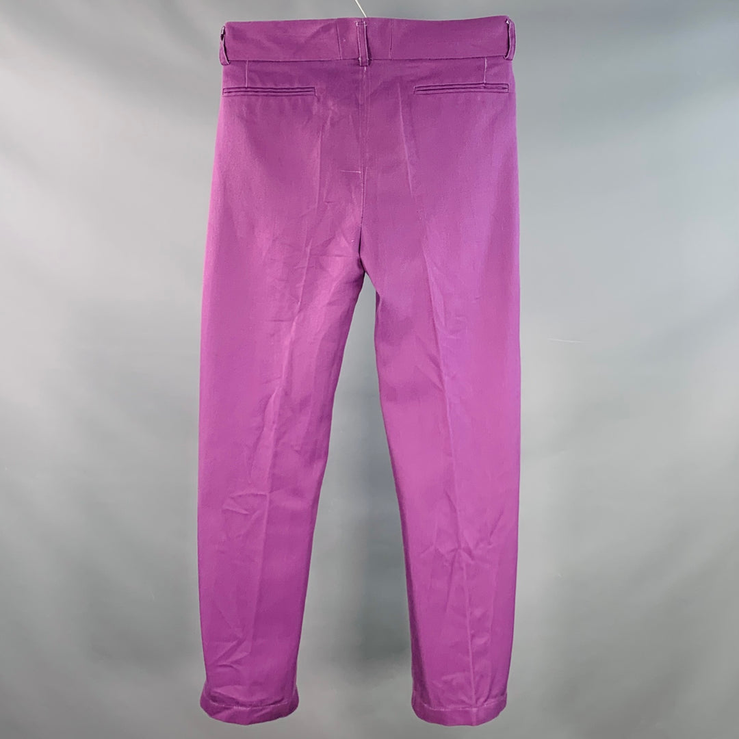 LABRUM Size 32 Purple Polyester Herringbone Pleated Dress Pants