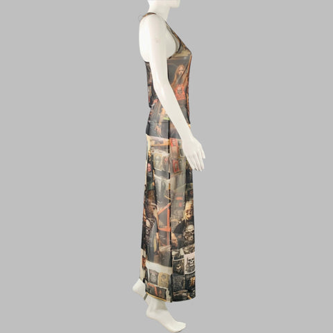 PUPPETS & PUPPETS Size S Metal Friends Black Multi Color Polyester Blend Print Dress
