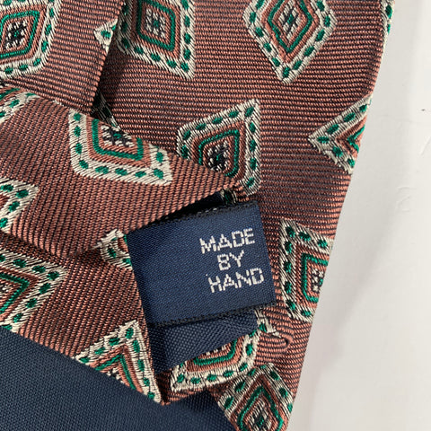 POLO by RALPH LAUREN Burgundy Green & Cream Geometric Silk Tie