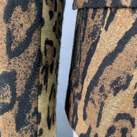 PAUL & JOE Size L Brown Black Animal Print Acrylic Blend Sport Coat