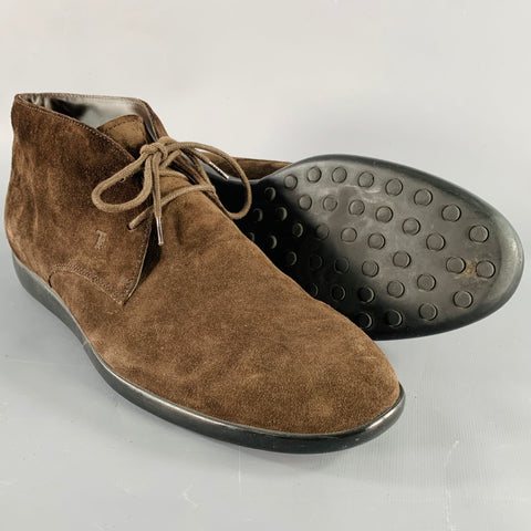 TOD'S Size 10.5 Brown Suede Ankle Chukka Boots