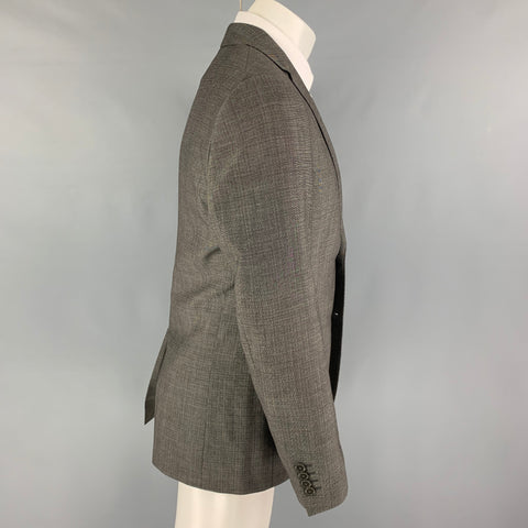 JOHN VARVATOS Size 40 Grey Black Grid Wool Notch Lapel Sport Coat