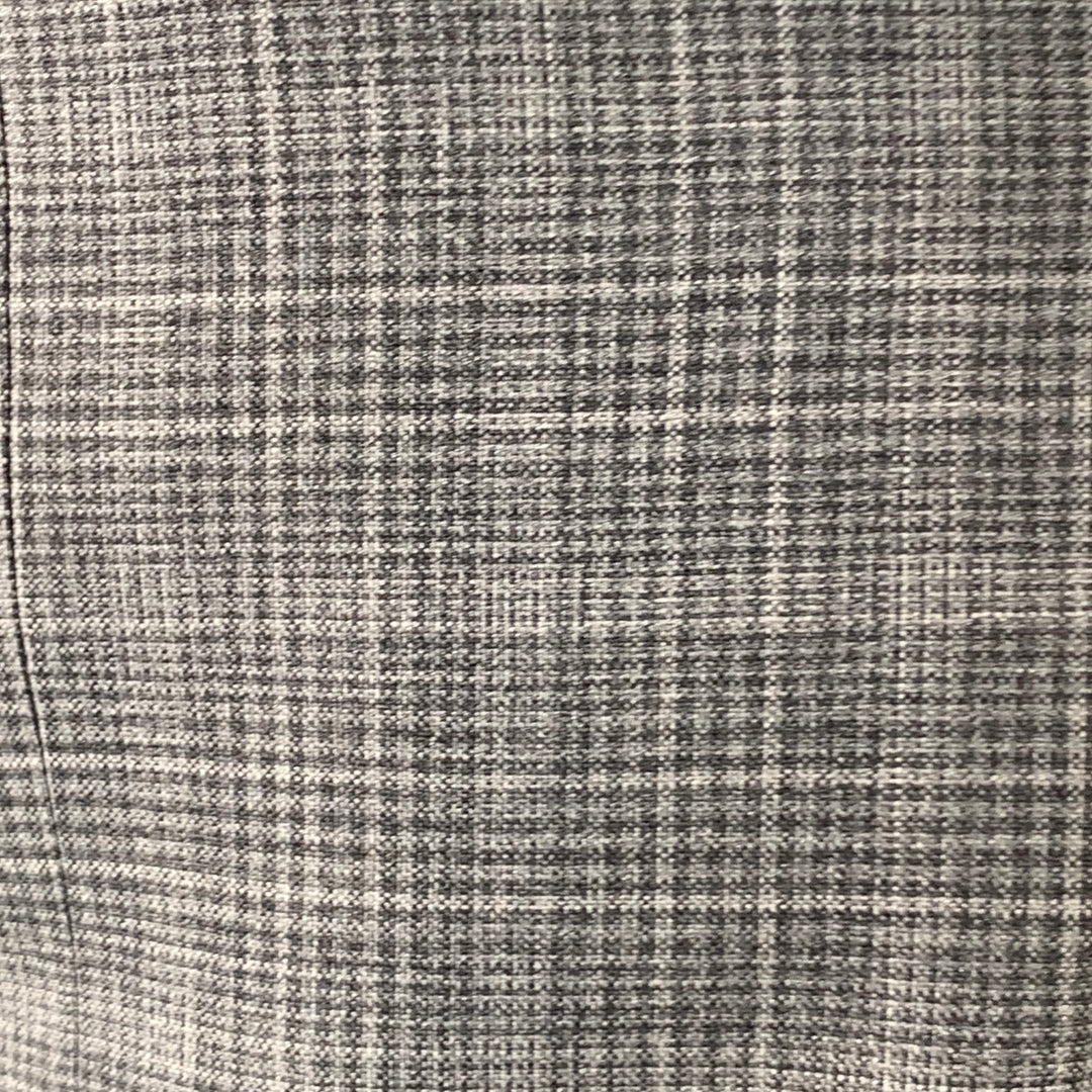 EIDOS Size 38 Regular Grey Charcoal Plaid Wool Notch Lapel Suit