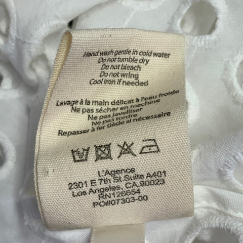 L'AGENCE Size XS White Cotton Eyelet Button Up Shirt