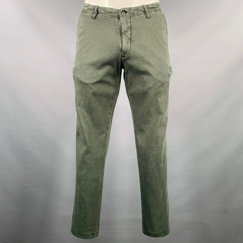 J.W. BRINE Size 34 Green Wash Cotton Blend Cargo Pockets Zip Fly Casual Pants