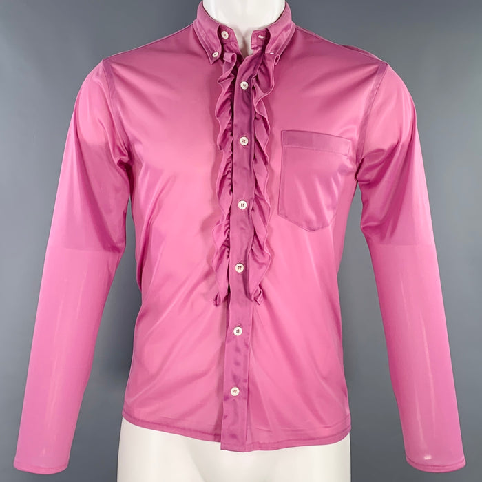 PRADA Size 38 Purple Lilac Ruffle One Pocket Long Sleeve Shirt