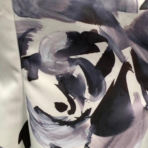 PRABAL GURUNG SS10 Size S White Black Silk Floral V-Neck Mermaid Evening Gown