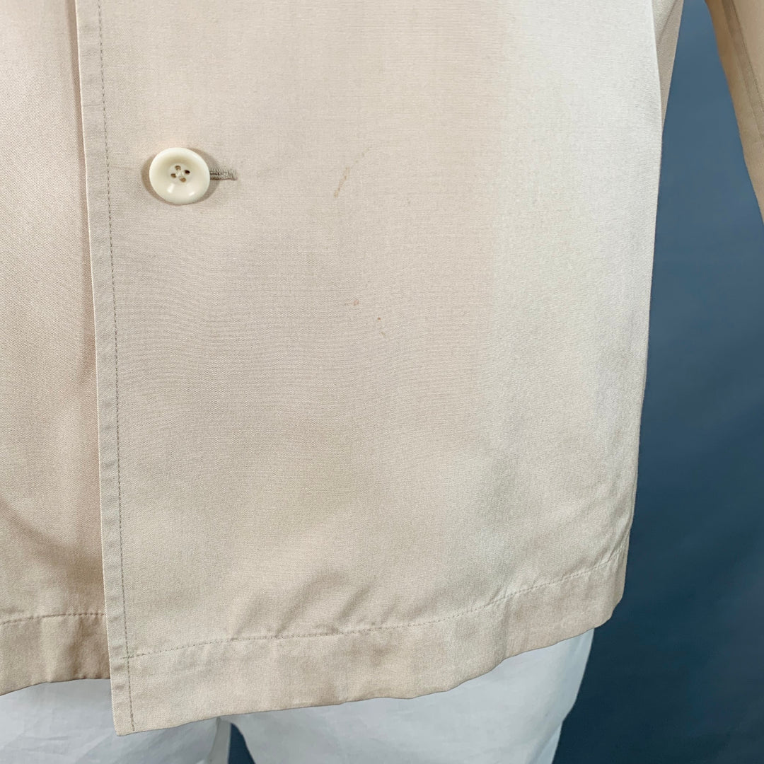 LEMAIRE Size 48 Beige Viscose Collarless One Pocket Long Sleeve Shirt