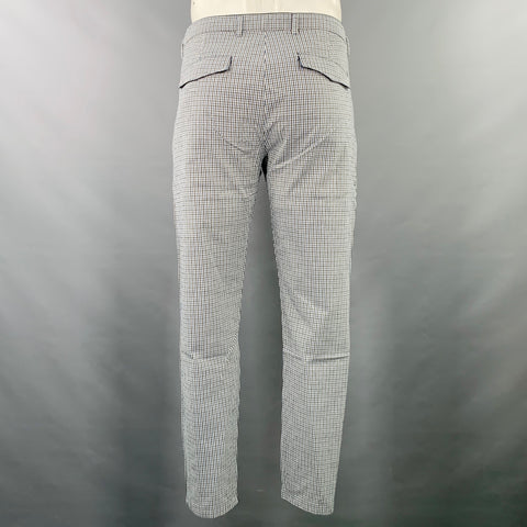DEPARTMENT FIVE Taille 35 Pantalon décontracté en mélange de coton à carreaux blanc marine noir