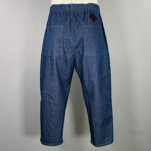 KAPITAL Size L Easy Beach Go Blue Cotton Adjustable Drop Crotch Casual Pants