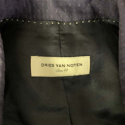 DRIES VAN NOTEN Chest Size 38 Navy Dots Cotton Silk Notch Lapel Sport Coat