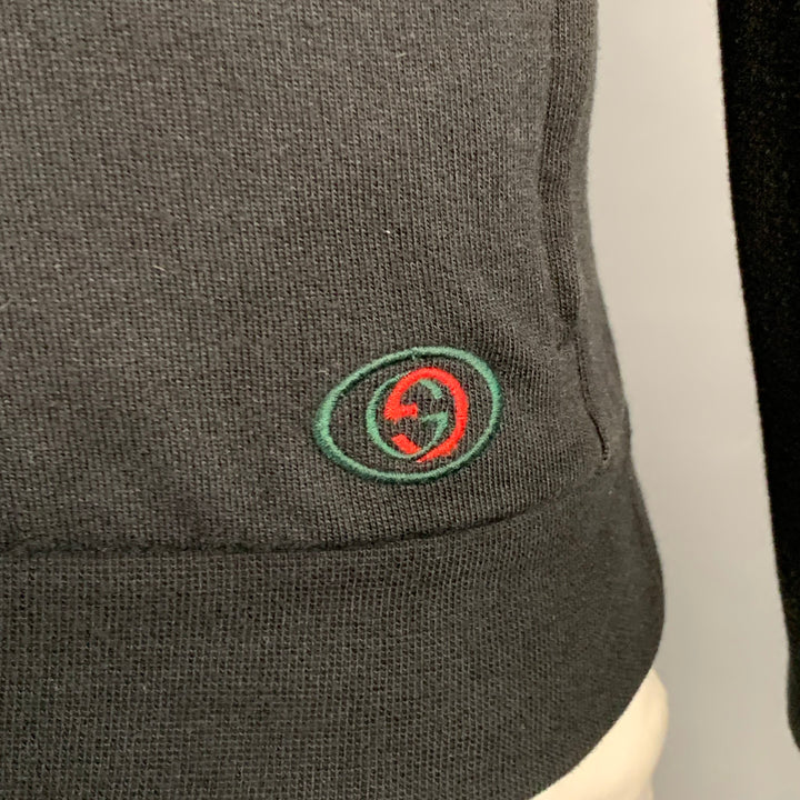 GUCCI Size XL Black Cotton Blend Hooded Slim Fit Zip Up Jacket