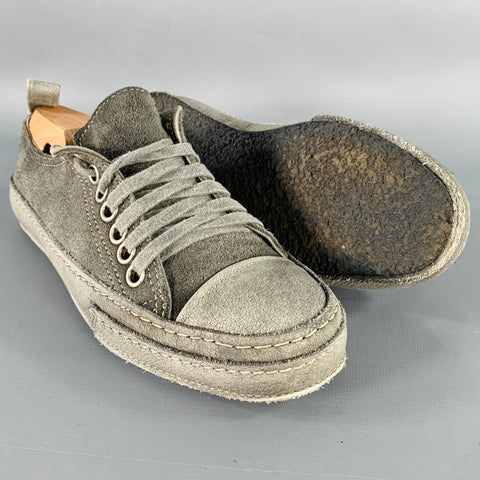 VOLGA VOLGA Size 7 Grey Distressed Suede Low Top Rubber Sole Sneakers