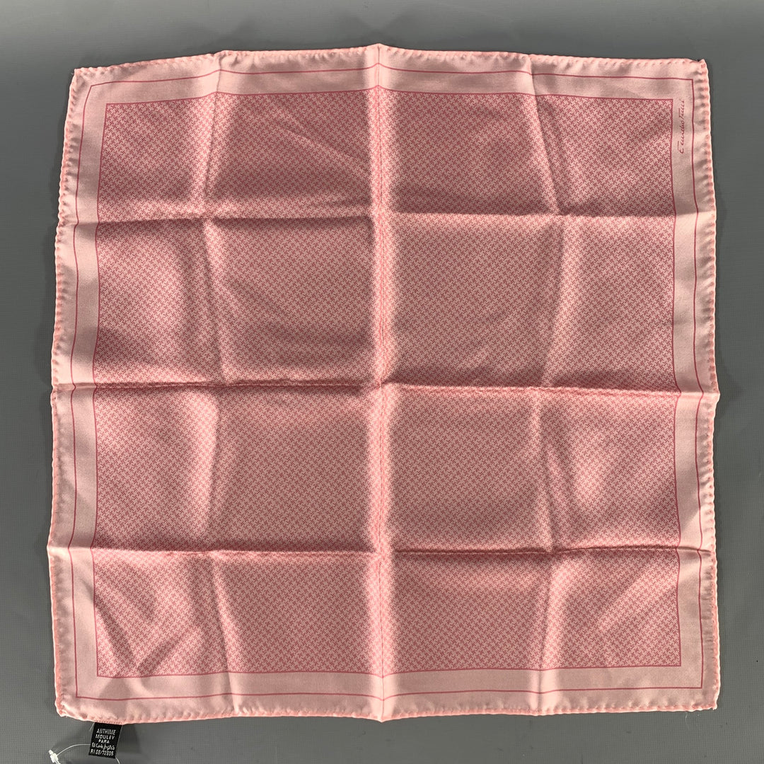 ANTHIME MOULEY Pink Mixed Pattern Silk Pocket Square