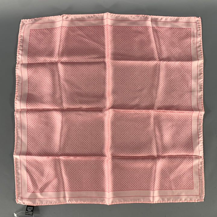 ANTHIME MOULEY Pink Mixed Pattern Silk Pocket Square