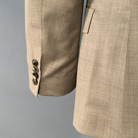 HUGO BOSS Size 40 Regular Grey Taupe Nailhead Virgin Wool Suit