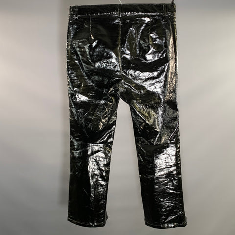 WALTER VAN BEIRENDONCK Size 36 Black Linen Blend Moto Casual Pants