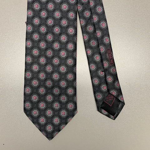 BRIONI Black Red Floral Silk Tie