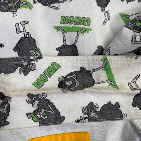 UNION Size L White Green Grey Print Cotton Shirt Jacket