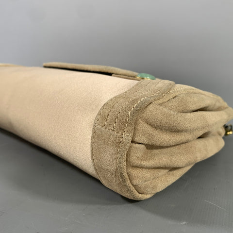 SHANGHAI TANG Tan Mint Suede Silk Nylon Handbag & Leather Goods