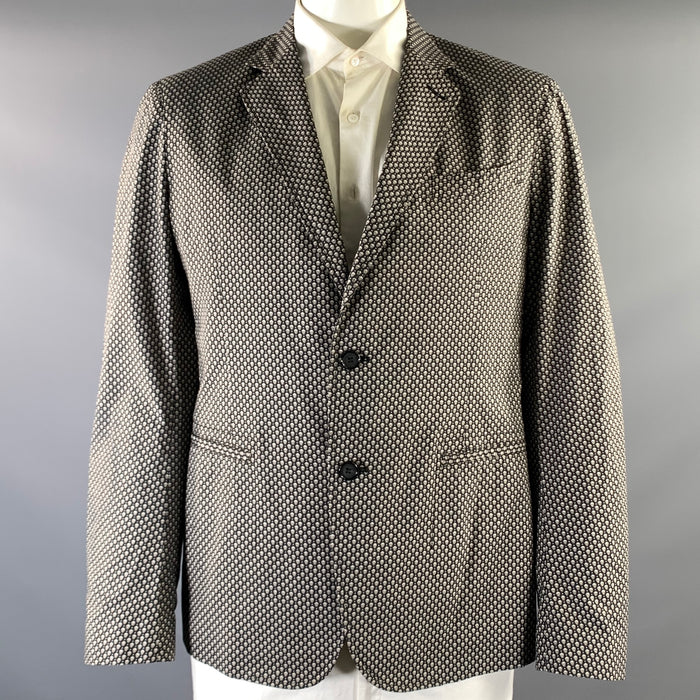 ALEXANDER MCQUEEN Chest Size 44 Black Grey Skulls Cotton Notch Lapel Sport Coat