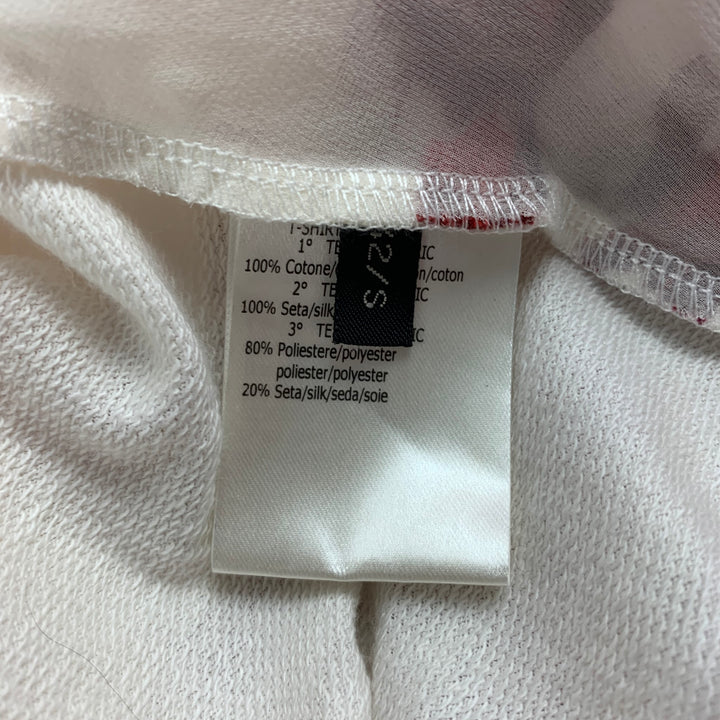 GIAMBATTISTA VALLI Size S White Burgundy Pink Cotton Silk Floral Dress Top