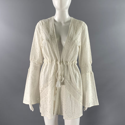 RAMY BROOK Size S White Cotton Leafs Cardigan
