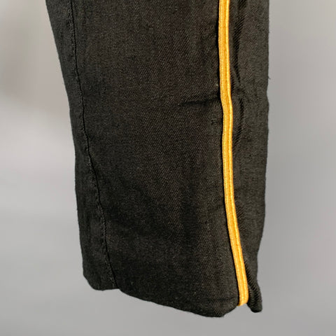 HAIDER ACKERMANN Size S Black Gold Piped Cotton Linen Blend Set